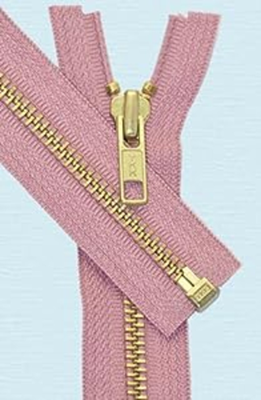 27" Medium Weight Jacket Zipper YKK #5 Brass ~ Separating ~ S077 Dusty Pink (1 Zipper/pack)